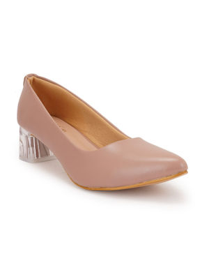 SCENTRA Heels : Buy SCENTRA Nude Colour Block Heel Solid Bellies Shoes