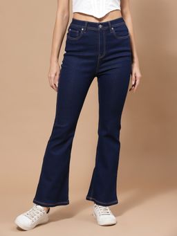 KASSUALLY - Women Dark Blue Bell Bottom Jeans