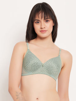 Clovia - Lace Solid Non-Padded Full Cup Wire Free Everyday Bra - Light Green