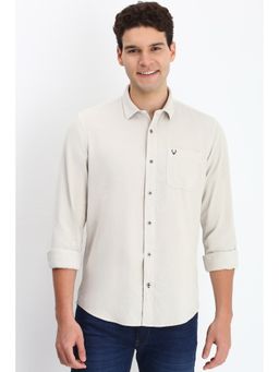 Allen Solly - Men Grey Custom Fit Textured Full Sleeves Casual Shirts