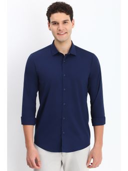 Allen Solly - Men Navy Slim Fit Solid Full Sleeves Casual Shirts