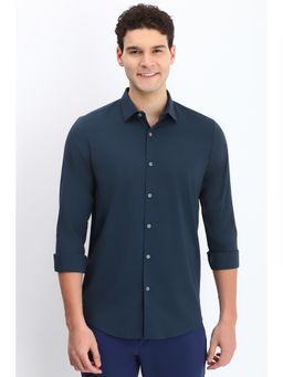 Allen Solly - Men Navy Slim Fit Solid Full Sleeves Casual Shirts
