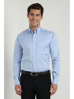 Allen Solly - Men Blue Classic Fit Check Full Sleeves Formal Shirt
