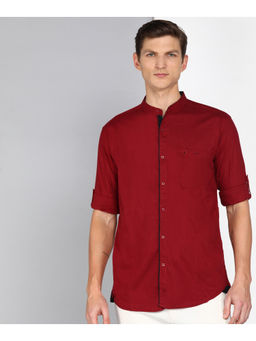 KUONS AVENUE - Men's Linen Cotton Mandarin Collar Casual Shirt