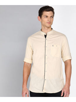 KUONS AVENUE - Men's Linen Cotton Mandarin Collar Casual Shirt