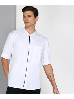 KUONS AVENUE - Men's Linen Cotton Mandarin Collar Casual Shirt