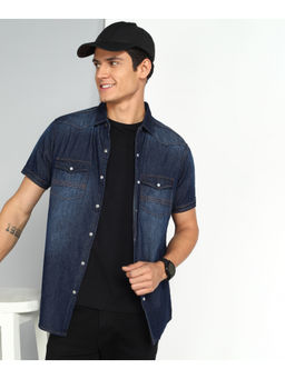 KUONS AVENUE - Denim Half Sleeve Shirt