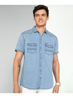 KUONS AVENUE - Denim Half Sleeve Shirt