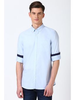 Peter England - Men Blue Slim Fit Solid Shirt