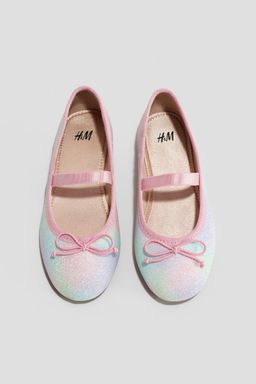 H&M - Girls Pink Glittery Ballet Pumps