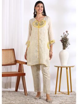 Gahan - Women Off-White Viscose Jacquard Co-Ord Set