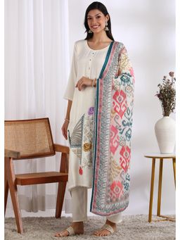 Gahan - Off-White Rayon Embroidered Kurta with Pant and Dupatta