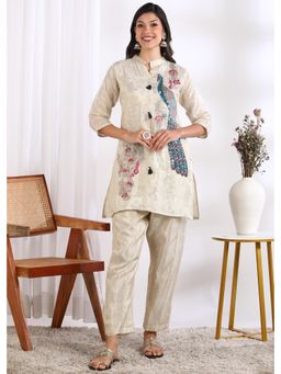 Gahan - Off-White Viscose Jacquard Co-Ord Set