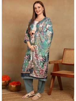 Gahan - Women Blue Poly Muslin Printed Kurta with Pant and Dupatta