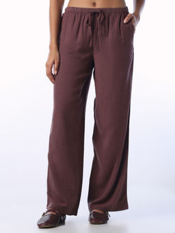 ONLY - Womens Solid Loose Fit Brown Pant