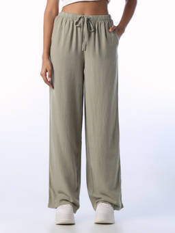 ONLY - Womens Solid Loose Fit Light Green Pant