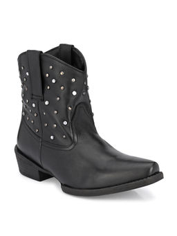 CARLO ROMANO - Solid Black Leather Ankle Boot
