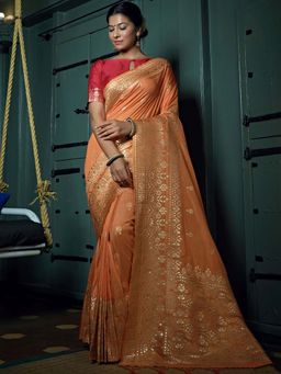 Odette - Peach Colour Art Silk Saree with Art Silk with Unstitched Blouse