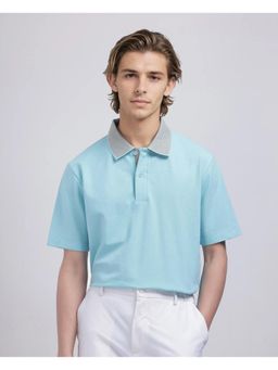 Rare Rabbit - Abit Light Blue Plain Regular Fit Polo T-Shirt