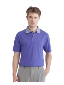 Rare Rabbit - Abit Blue Plain Regular Fit Polo T-Shirt
