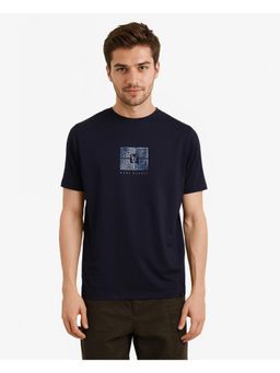 Rare Rabbit - Ack Navy Blue Logo Print Regular Fit T-Shirt