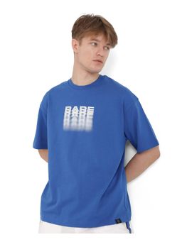 Rare Rabbit - Act Dark Blue Graphic Print Oversized Fit T-Shirt