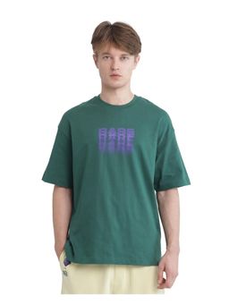 Rare Rabbit - Act Dark Green Graphic Print Oversized Fit T-Shirt