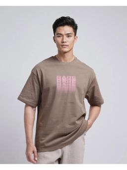 Rare Rabbit - Act Dusky Grey Graphic Print Oversized Fit T-Shirt
