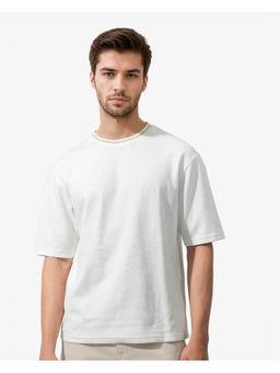 Rare Rabbit - Adiso Off White Plain Oversized Fit T-Shirt