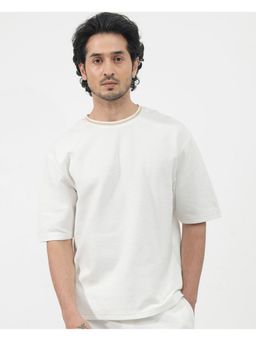 Rare Rabbit - Adiso-1 Off White Plain Oversized Fit T-Shirt