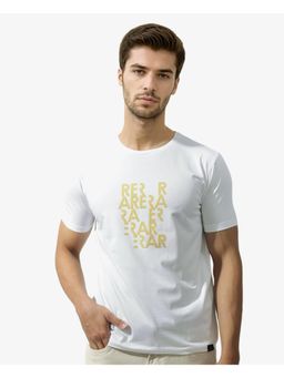 Rare Rabbit - Akro White Graphic Print Regular Fit T-Shirt