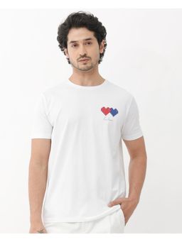Rare Rabbit - Aorta-1 White Graphic Print Slim Fit T-Shirt