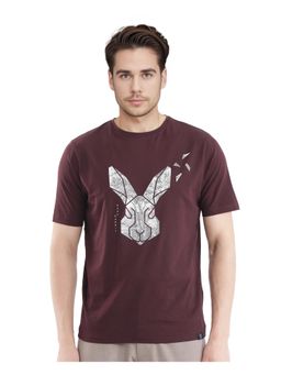 Rare Rabbit - Arbor-1 Maroon Graphic Print Regular Fit T-Shirt