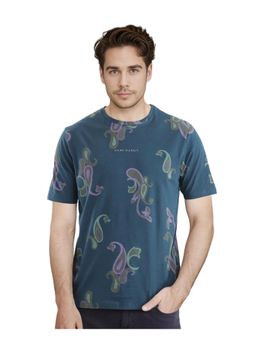 Rare Rabbit - Argus-1 Petrol Paisley Print Regular Fit T-Shirt