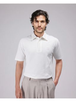 Rare Rabbit - Ariolo White Plain Regular Fit Polo T-Shirt