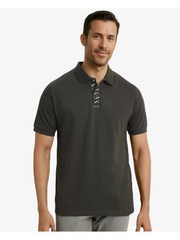 Rare Rabbit - Ark Dark Olive Plain Regular Fit Polo T-Shirt