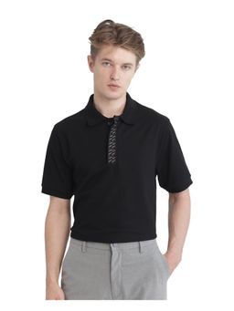 Rare Rabbit - Arko Black Plain Regular Fit Polo T-Shirt