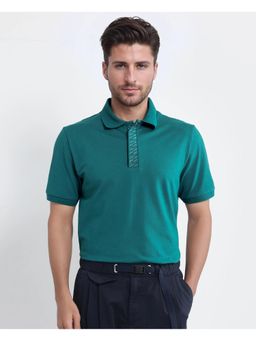 Rare Rabbit - Arko Green Plain Regular Fit Polo T-Shirt