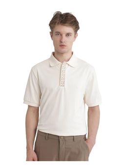 Rare Rabbit - Arko Off White Plain Regular Fit Polo T-Shirt