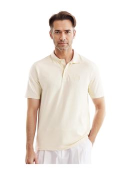 Rare Rabbit - Aroe Pastel Yellow Plain Regular Fit Polo T-Shirt