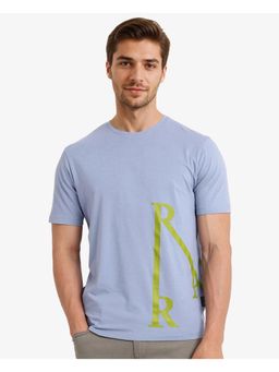 Rare Rabbit - Ayden Light Blue Graphic Print Regular Fit T-Shirt