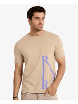 Rare Rabbit - Ayden Beige Graphic Print Regular Fit T-Shirt