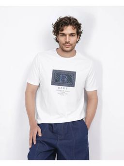 Rare Rabbit - Bac White Graphic Print Regular Fit T-Shirt