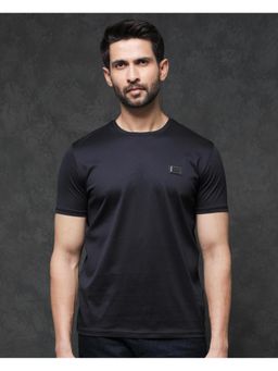 Rare Rabbit - Badgen Navy Blue Plain Regular Fit T-Shirt