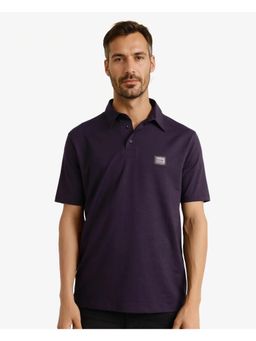 Rare Rabbit - Badger 2 Dark Purple Plain Regular Fit Polo T-Shirt