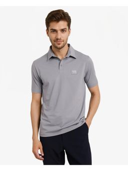 Rare Rabbit - Badger 2 Dusky Blue Plain Regular Fit Polo T-Shirt