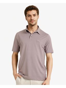 Rare Rabbit - Badger 2 Dusky Pink Plain Regular Fit Polo T-Shirt
