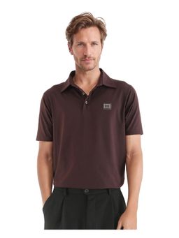 Rare Rabbit - Badger 25 Dark Brown Plain Regular Fit Polo T-Shirt