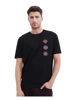 Rare Rabbit - Bale Black Graphic Print Relaxed Fit T-Shirt