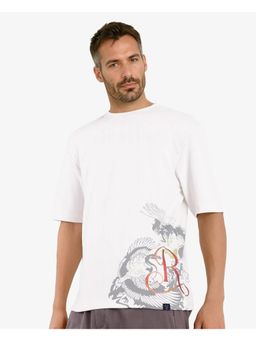 Rare Rabbit - Bazy Off White Graphic Print Oversized Fit T-Shirt